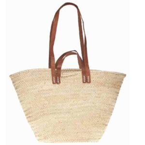 Rieten Strandtas Of Boodschappentas Korte en Lange Hengsels Leer