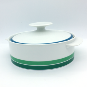 Vintage Dekschaal Porselein Thomas Germany White Stripes 70's