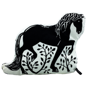 De Groeten Kussen Paard Black Ecru